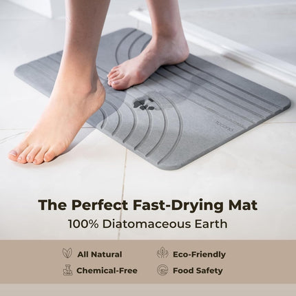 Stone Bath Mat Diatomaceous Earth Shower Mat Non - Slip Super Absorbent Quick Drying Bathroom Floor Mat Natural - ONOMIE