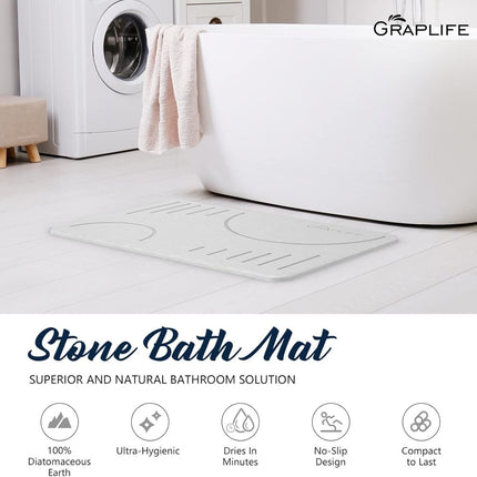 Stone Bath Mat Diatomaceous Earth Shower Mat Non - Slip Super Absorbent Quick Drying Bathroom Floor Mat Natural - ONOMIE