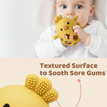 TOHIBEE Baby Teething Rattle Toy, Upgraded Easy Grasp Silicone Teething Rattle Ball Toy for Babies Over 3 Months, 100% Food Grade, Gift for Infant Boys and Girls 0 - 6 - 12 Months, (Rattle Blue) - ONOMIE