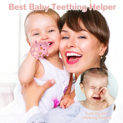 TOHIBEE Baby Teething Rattle Toy, Upgraded Easy Grasp Silicone Teething Rattle Ball Toy for Babies Over 3 Months, 100% Food Grade, Gift for Infant Boys and Girls 0 - 6 - 12 Months, (Rattle Blue) - ONOMIE